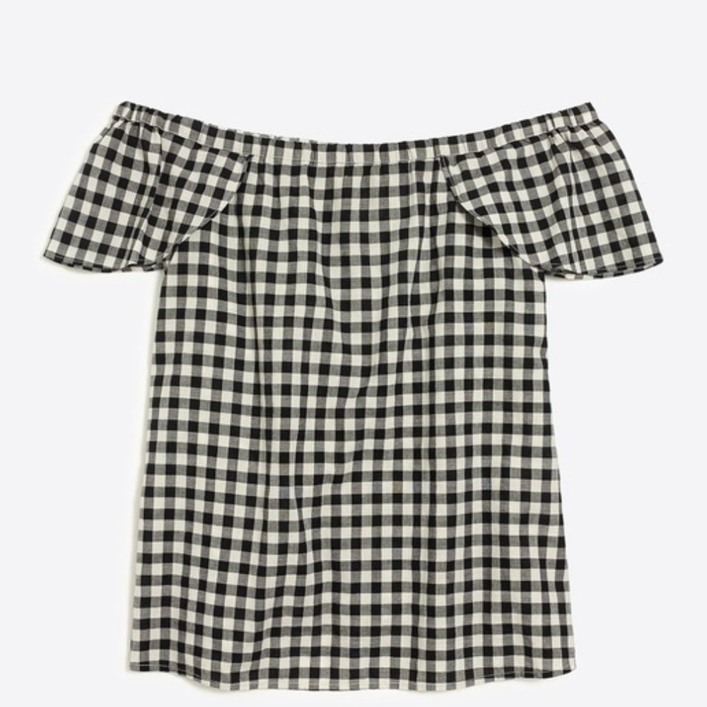 2/$30| J.Crew Gingham off-the-shoulder top